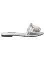 Flat Shoes Crystal-Embellished Silver Leather Slides 1.780,00 € 8059226457305 | Planet-Deluxe