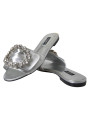 Flat Shoes Crystal-Embellished Silver Leather Slides 1.780,00 € 8059226457305 | Planet-Deluxe