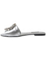 Flat Shoes Crystal-Embellished Silver Leather Slides 1.780,00 € 8059226457305 | Planet-Deluxe
