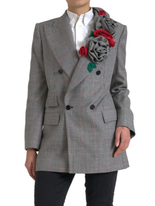 Jackets & Coats Chic Double Breasted Gray Wool Blazer 9.500,00 € 8057155702411 | Planet-Deluxe