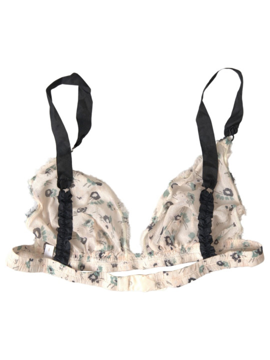 Underwear Elegant Floral Print Beige Bra 520,00 € 8058301883794 | Planet-Deluxe