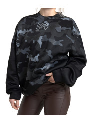 Sweaters Elegant Black Camouflage Pullover Sweater 1.570,00 € 8059579243259 | Planet-Deluxe