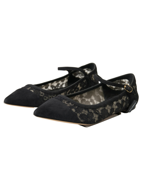 Flat Shoes Elegant Black Lace Flats 1.810,00 € 8058091308491 | Planet-Deluxe