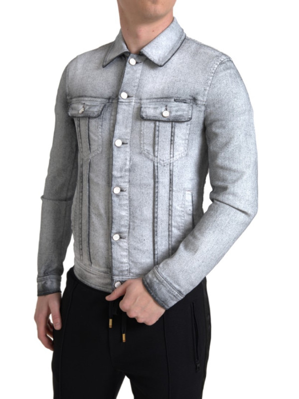 Jackets Elegant Gray Cotton Stretch Denim Jacket 3.760,00 € 8052145627170 | Planet-Deluxe
