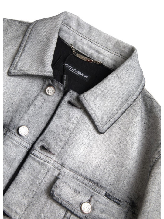 Jackets Elegant Gray Cotton Stretch Denim Jacket 3.760,00 € 8052145627170 | Planet-Deluxe