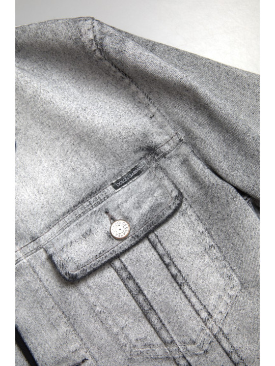 Jackets Elegant Gray Cotton Stretch Denim Jacket 3.760,00 € 8052145627170 | Planet-Deluxe