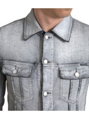 Jackets Elegant Gray Cotton Stretch Denim Jacket 3.760,00 € 8052145627170 | Planet-Deluxe