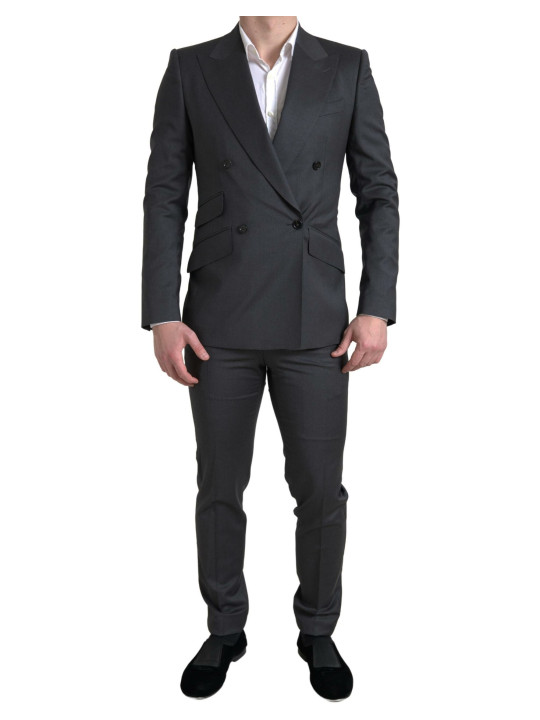 Suits Sleek Grey Slim Fit Double Breasted Suit 7.100,00 € 8057155431243 | Planet-Deluxe