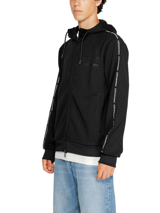 Schwarzer EA7 Kapuzenpullover mit Reißverschluss