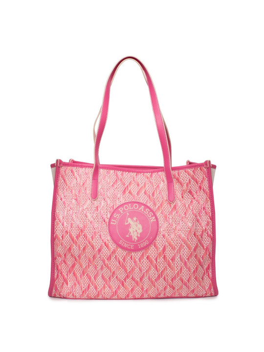 Rosa gewebte Schultertasche mit Logo