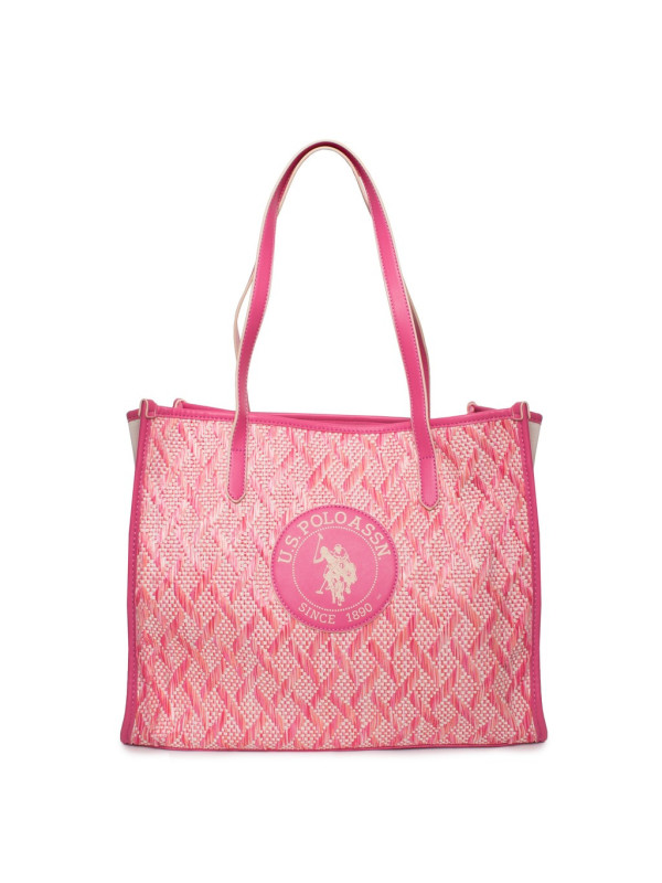 Rosa gewebte Schultertasche mit Logo Rosa gewebte Schultertasche mit Logo