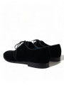 Formal Elegant Black Velvet Derby Dress Shoes 1.460,00 € 8056305636897 | Planet-Deluxe