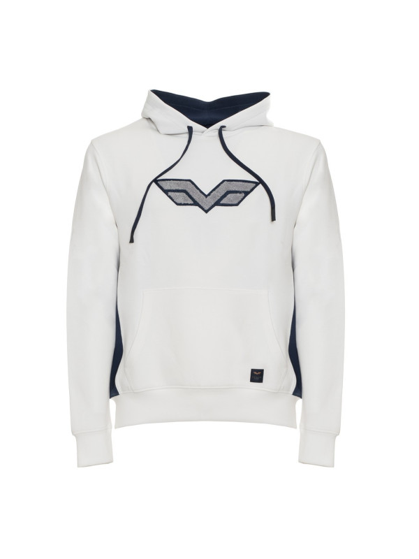 Weißer Kapuzenpullover mit Flügel-Logo