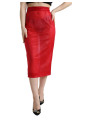 Skirts Chic Red High Waist Sheer Midi Skirt 1.770,00 € 8059579095193 | Planet-Deluxe