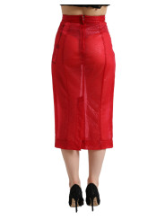 Skirts Chic Red High Waist Sheer Midi Skirt 1.770,00 € 8059579095193 | Planet-Deluxe