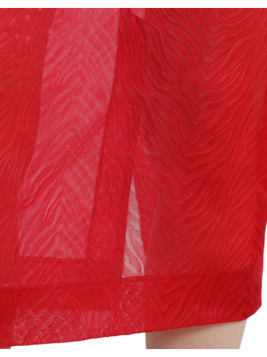 Skirts Chic Red High Waist Sheer Midi Skirt 1.770,00 € 8059579095193 | Planet-Deluxe