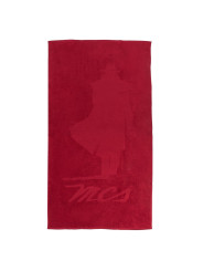 Rotes Handtuch mit Mann-Silhouette