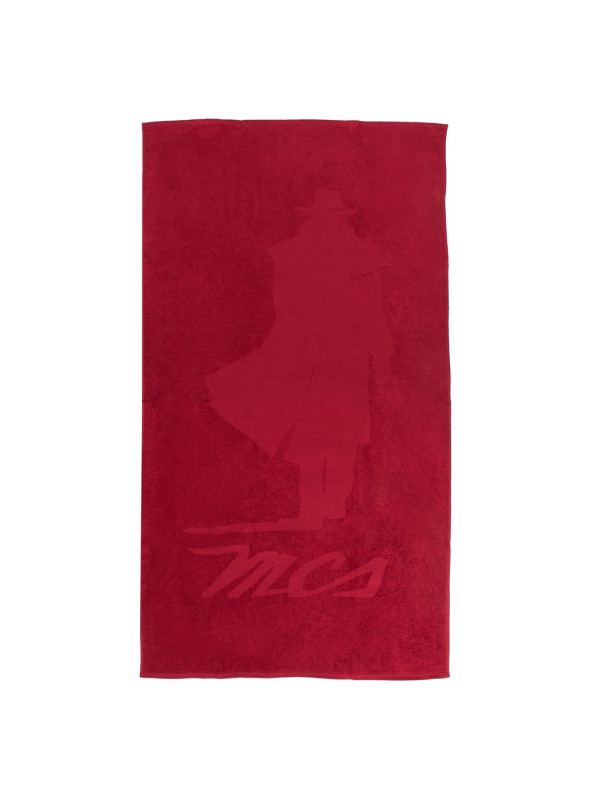Rotes Handtuch mit Mann-Silhouette Rotes Handtuch mit Mann-Silhouette
