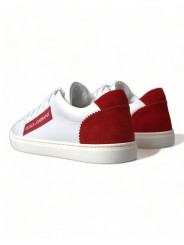 Sneakers Chic White Leather Sneakers with Red Accents 920,00 € 8054802559138 | Planet-Deluxe