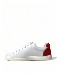 Sneakers Chic White Leather Sneakers with Red Accents 920,00 € 8054802559138 | Planet-Deluxe