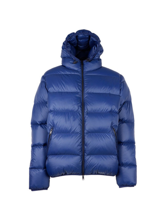 Jackets Sleek Blue Nylon Down Jacket 660,00 € 8056182568335 | Planet-Deluxe