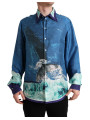 Shirts Elegant Ocean Print Silk Shirt 1.300,00 € 8052145103070 | Planet-Deluxe