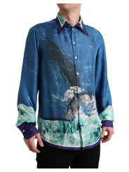 Shirts Elegant Ocean Print Silk Shirt 1.300,00 € 8052145103070 | Planet-Deluxe