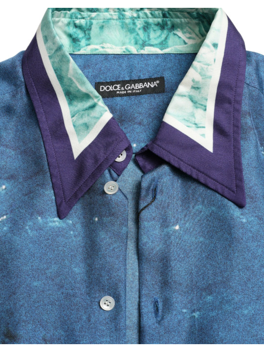 Shirts Elegant Ocean Print Silk Shirt 1.300,00 € 8052145103070 | Planet-Deluxe