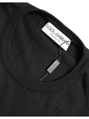 Sweaters Elegant Black Cotton Crewneck Pullover Sweater 1.100,00 € 8052145425240 | Planet-Deluxe