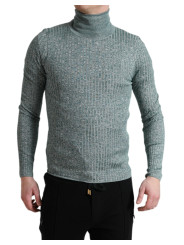 Sweaters Elegant Green Turtleneck Pullover Sweater 2.350,00 € 8057142717275 | Planet-Deluxe