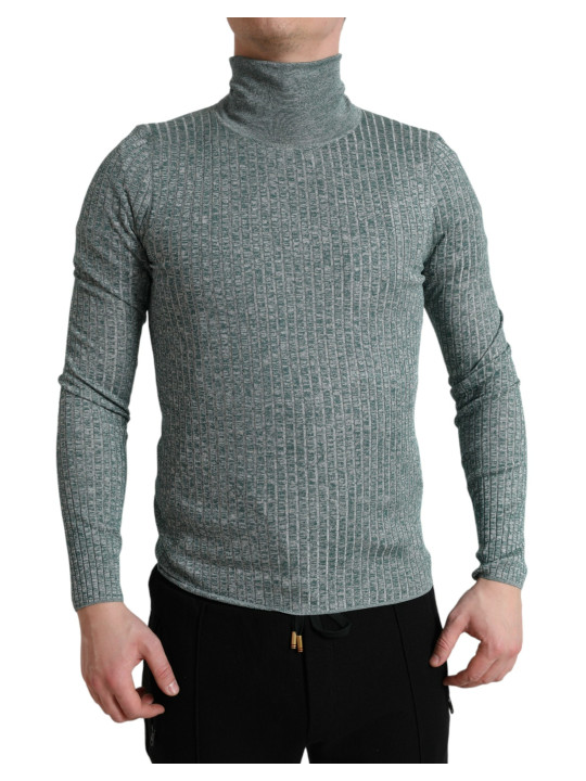 Sweaters Elegant Green Turtleneck Pullover Sweater 2.350,00 € 8057142717275 | Planet-Deluxe