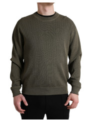 Sweaters Elegant Green Crew Neck Sweater 2.200,00 € 8057142804371 | Planet-Deluxe