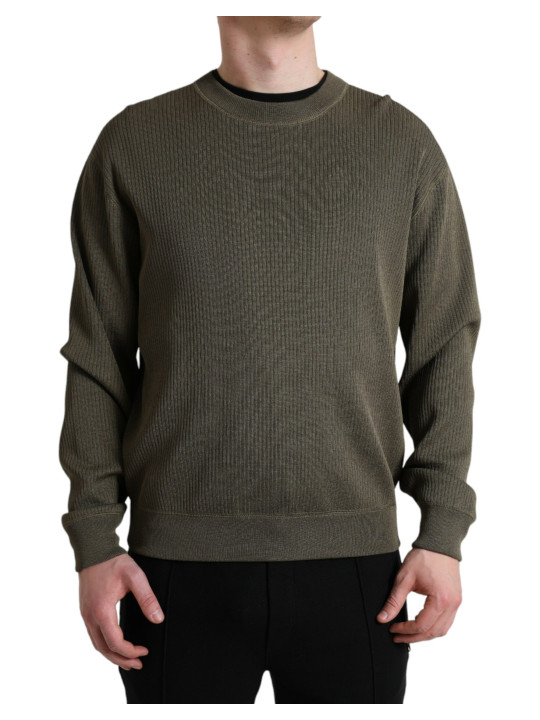 Sweaters Elegant Green Crew Neck Sweater 2.200,00 € 8057142804371 | Planet-Deluxe