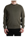 Sweaters Elegant Green Crew Neck Sweater 2.200,00 € 8057142804371 | Planet-Deluxe