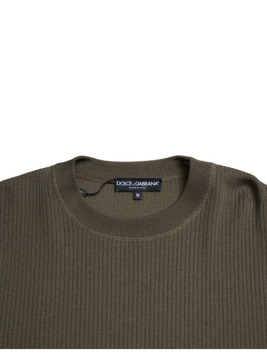 Sweaters Elegant Green Crew Neck Sweater 2.200,00 € 8057142804371 | Planet-Deluxe