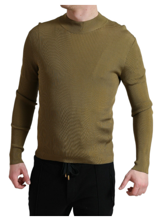 Sweaters Army Green Viscose Crew Neck Sweater 1.800,00 € 8057142717206 | Planet-Deluxe