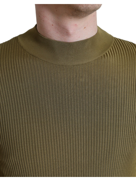 Sweaters Army Green Viscose Crew Neck Sweater 1.800,00 € 8057142717206 | Planet-Deluxe