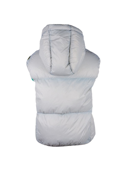 Vests Elegant Gray Puffer Vest with Green Lining 500,00 € 8056182568533 | Planet-Deluxe
