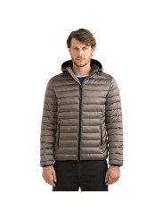 Jackets Sleek Gray Padded Jacket with Hood 280,00 € 8060834790630 | Planet-Deluxe