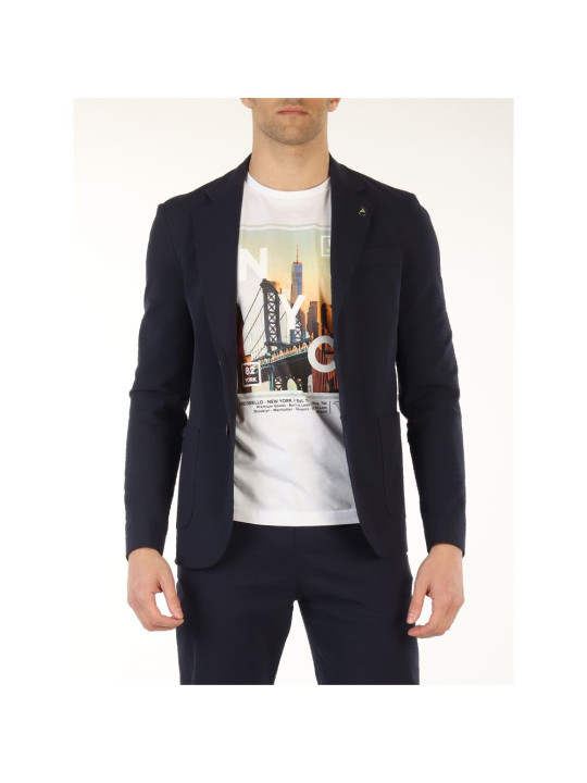 Blazers Chic Solid Blue Lightweight Cotton Jacket 360,00 € 8050246667514 | Planet-Deluxe