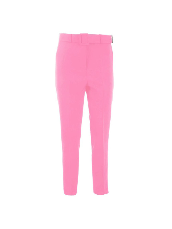 Jeans & Pants Elegant Pink Crepe Trousers with Ribbon Belt 180,00 € 8050716446007 | Planet-Deluxe