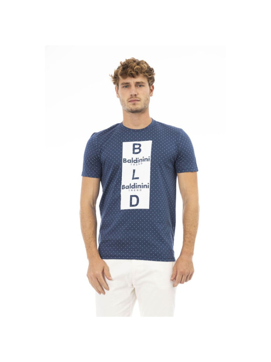 T-Shirts Sleek Blue Cotton Tee with Chic Front Print 190,00 € 2000051643261 | Planet-Deluxe