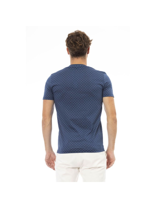 T-Shirts Sleek Blue Cotton Tee with Chic Front Print 190,00 € 2000051643261 | Planet-Deluxe