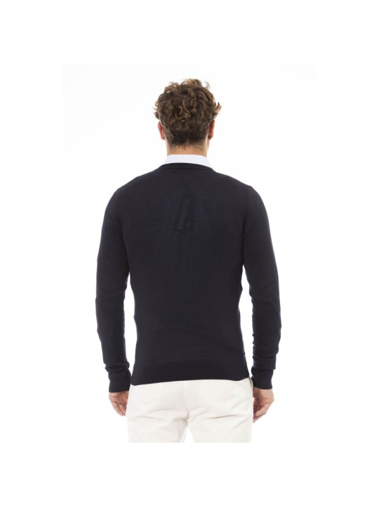 Sweaters Elegant Blue V-Neck Cashmere-Blend Sweater 500,00 € 8100003062851 | Planet-Deluxe