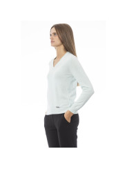 Sweaters Elegant Light Blue V-neck Cashmere Blend Sweater 380,00 € 2000050851803 | Planet-Deluxe