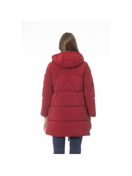Jackets & Coats Elegant Red Long Down Jacket for Women 920,00 € 2000051566225 | Planet-Deluxe