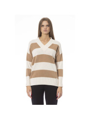 Sweaters Elegant Beige V-Neck Sweater 590,00 € 2000051571526 | Planet-Deluxe