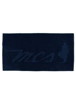 Dunkelblaues MCS Handtuch mit Logodetail
