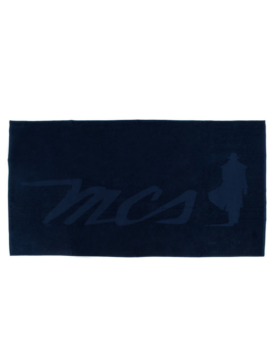 Dunkelblaues MCS Handtuch mit Logodetail