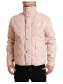 Jackets Chic Pink Puffer Jacket with Sleek Design 4.900,00 € 8057142080232 | Planet-Deluxe